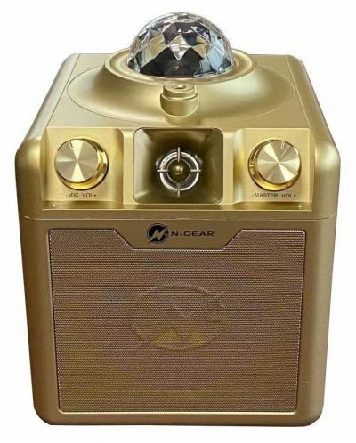Disco Star 710 auriu, 50W, 2 Microfoane cu fir (Boxă party Bluetooth cu lumini pe ritmul muzicii, 2 microfoane incluse) [2]