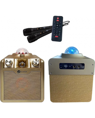 Disco Star 710 auriu, 50W, 2 Microfoane cu fir (Boxă party Bluetooth cu lumini pe ritmul muzicii, 2 microfoane incluse) [3]