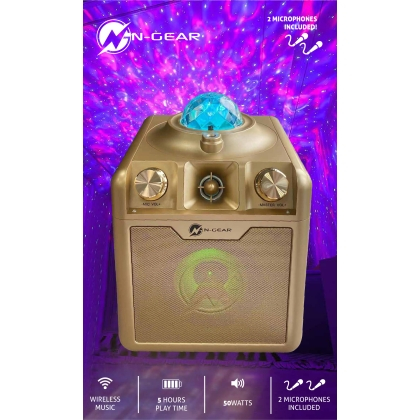 Disco Star 710 auriu, 50W, 2 Microfoane cu fir (Boxă party Bluetooth cu lumini pe ritmul muzicii, 2 microfoane incluse) [6]