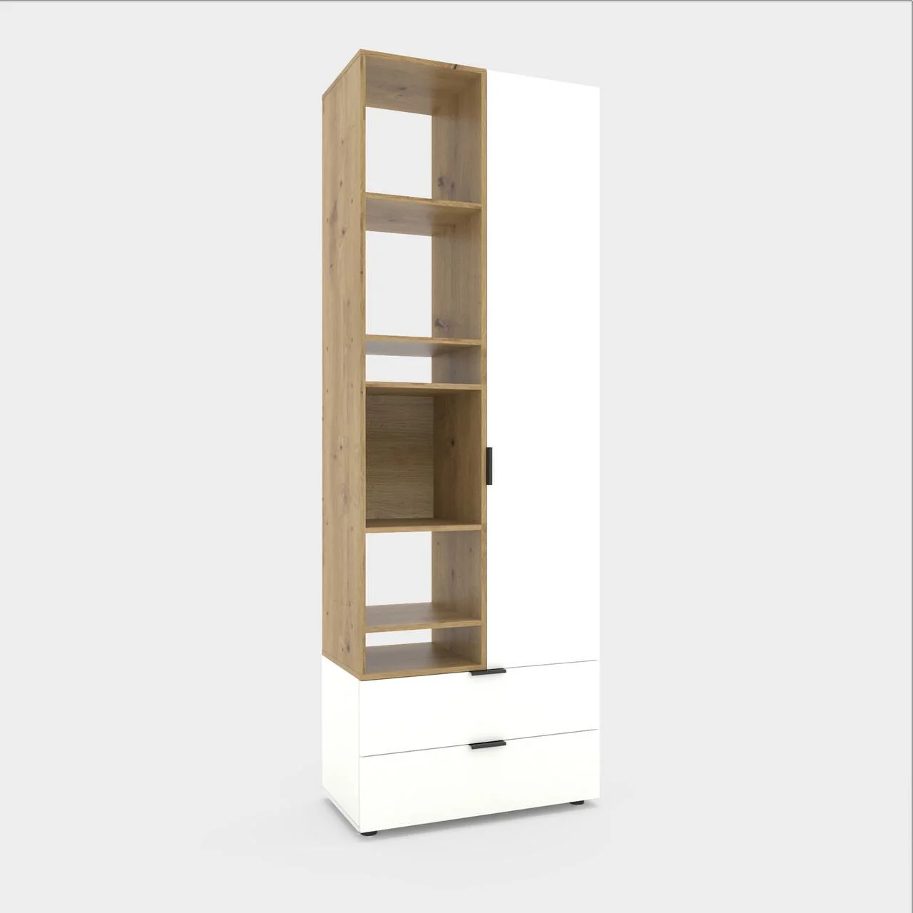 Dulap cu uși batante Nex Home A001L, White Snow/Oak Artisan – combinația ideală între design și utilitate [1]