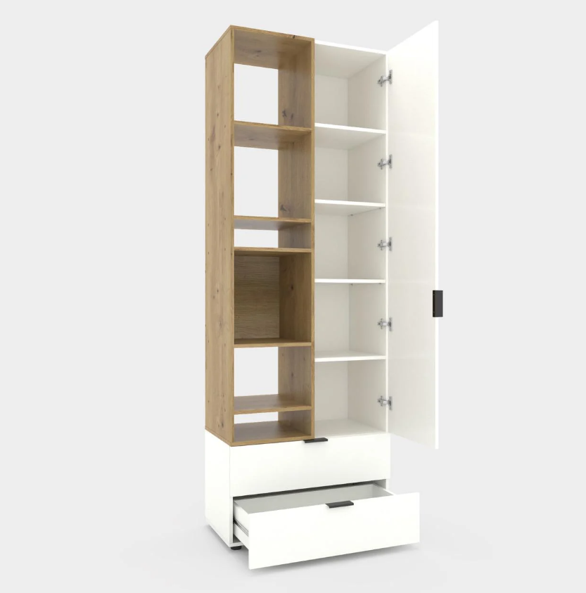 Dulap cu uși batante Nex Home A001L, White Snow/Oak Artisan – combinația ideală între design și utilitate [2]