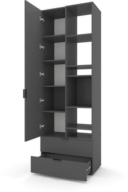 Шкаф с распашными дверцами Nex Home A001R, 800x420x2300 мм, ЛДСП, Антрацит – современный стиль и практичность [2]