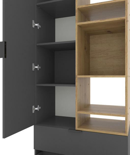 Шкаф с распашными дверцами Nex Home A001R, 800x420x2300 мм, ДСП, Anthracite/Oak Artisan – стиль и практичность для вашего интерьера [3]