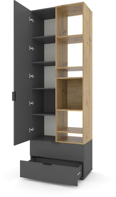 Шкаф с распашными дверцами Nex Home A001R, 800x420x2300 мм, ДСП, Anthracite/Oak Artisan – стиль и практичность для вашего интерьера [2]