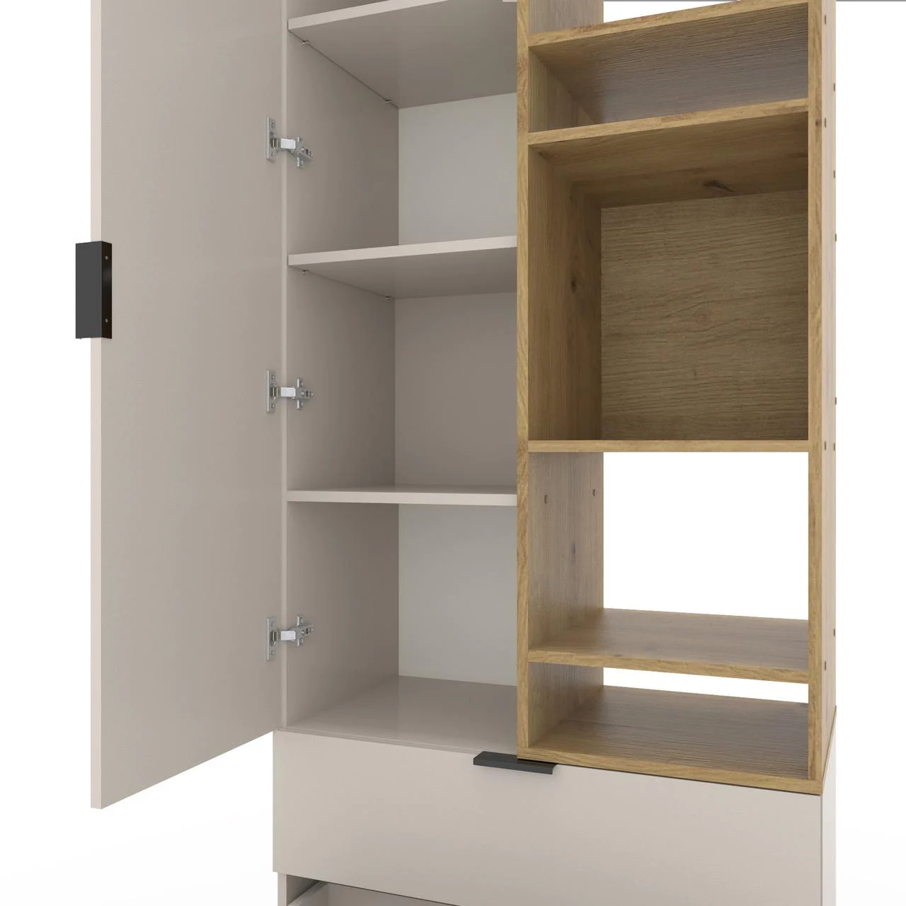 Шкаф с распашными дверцами Nex Home A001R, 800x420x2300 мм, ЛДСП, Кашемир/Oak Artisan – стиль и удобство хранения [3]