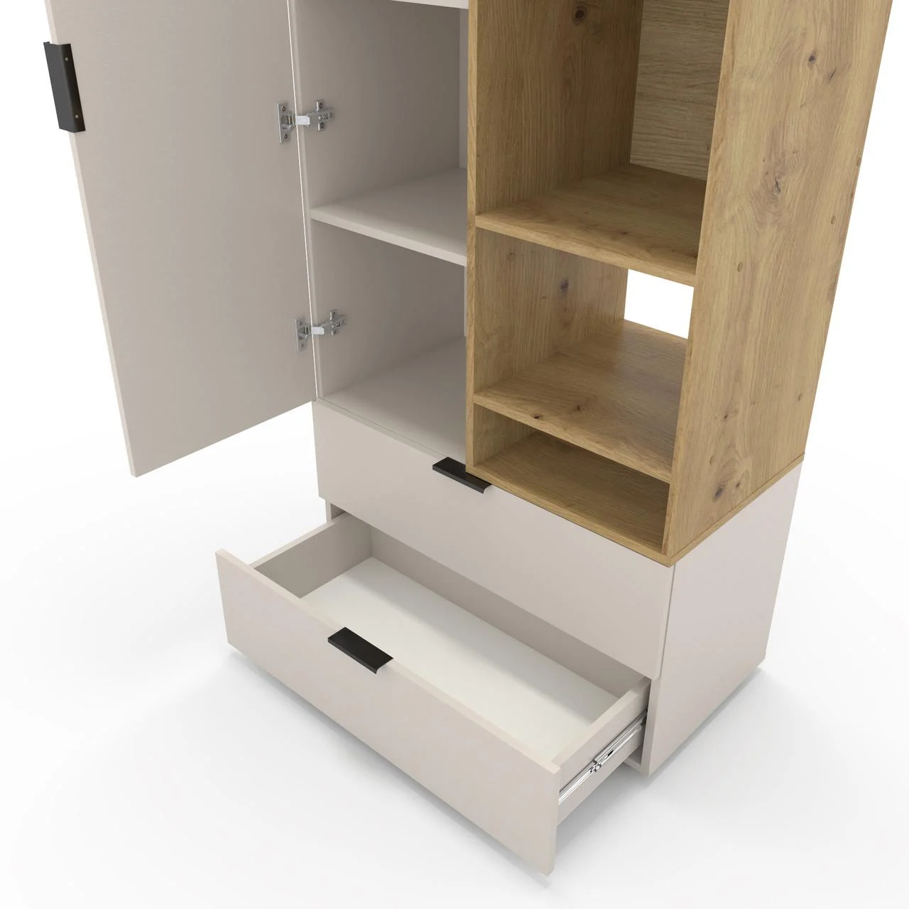 Шкаф с распашными дверцами Nex Home A001R, 800x420x2300 мм, ЛДСП, Кашемир/Oak Artisan – стиль и удобство хранения [4]