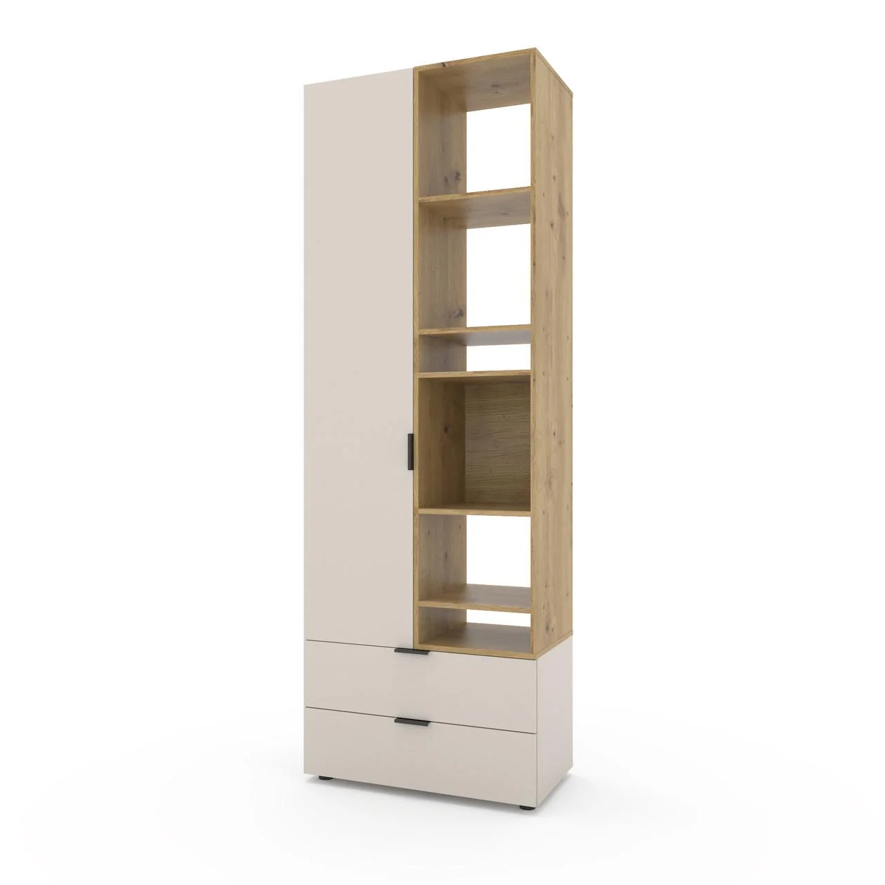 Шкаф с распашными дверцами Nex Home A001R, 800x420x2300 мм, ЛДСП, Кашемир/Oak Artisan – стиль и удобство хранения [1]