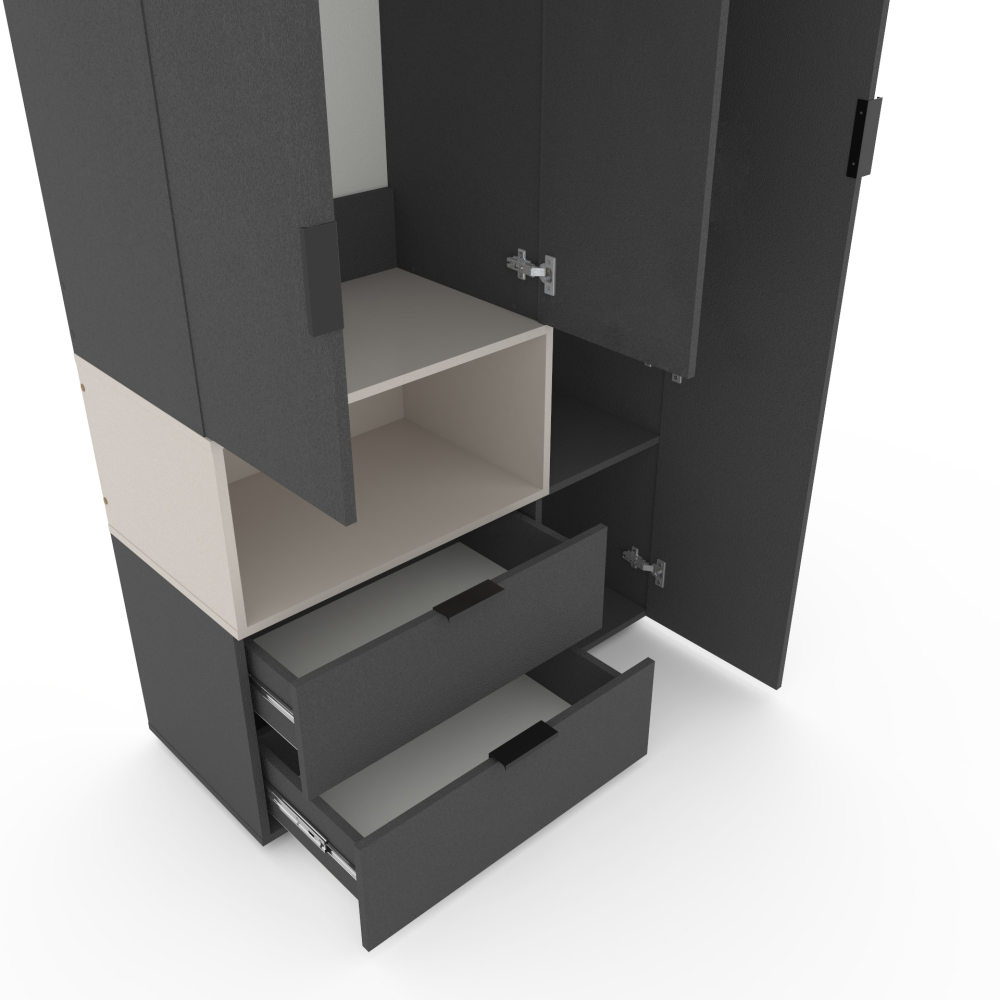 Шкаф с распашными дверцами Nex Home A002L, 1000x420x2300 мм, Anthracite/Cashmere [4]