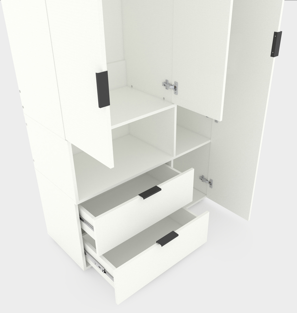 Dulap cu uși batante Nex Home A002L, 1000x420x2300 mm, White Snow [4]