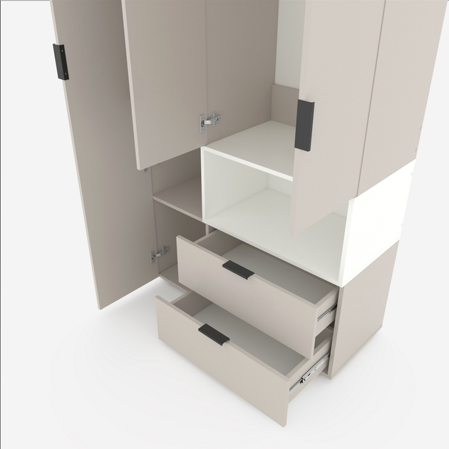 Шкаф с распашными дверцами Nex Home A002R, 1000x420x2300 мм, Cashmere/White Snow [3]