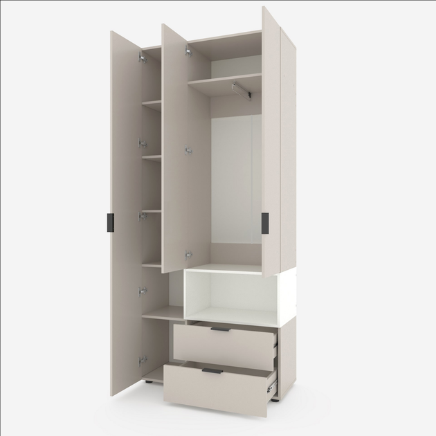 Шкаф с распашными дверцами Nex Home A002R, 1000x420x2300 мм, Cashmere/White Snow [2]