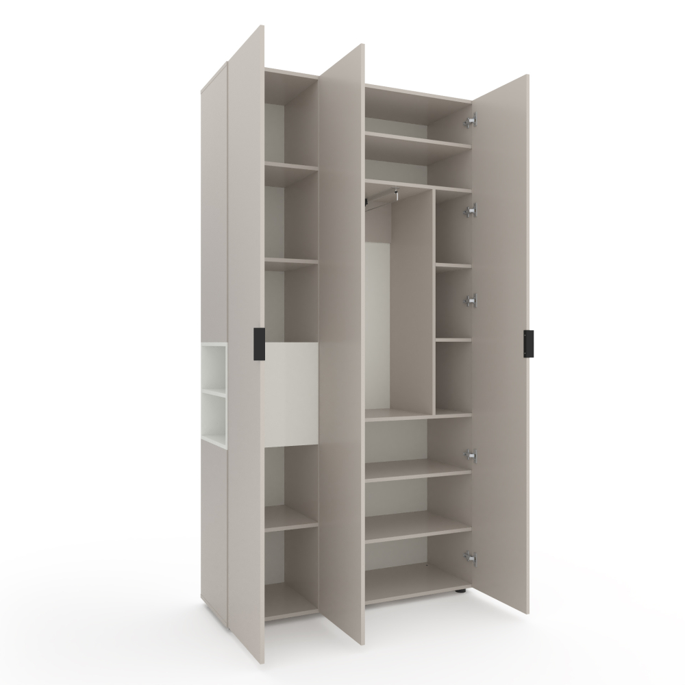 Шкаф с распашными дверями Nex Home A015L, 1200x420x2300 мм, ЛДСП, Cashmere/White Snow [2]