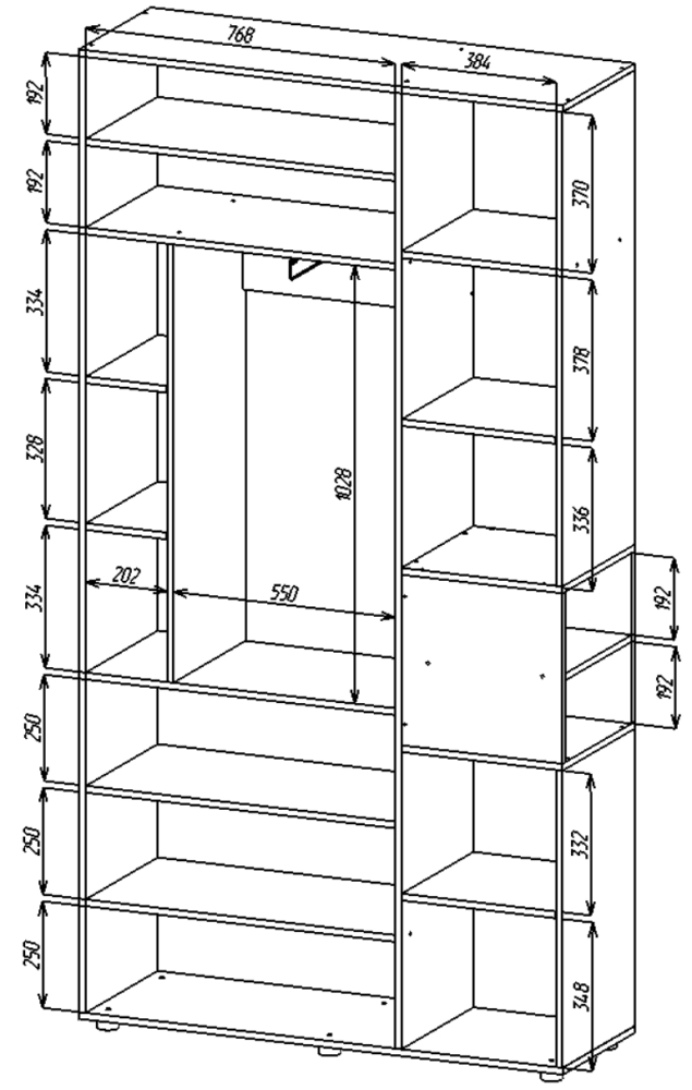 Dulap cu uși batante Nex Home A015R, 1200x420x2300 mm, PAL, White Snow/Anthracite [4]