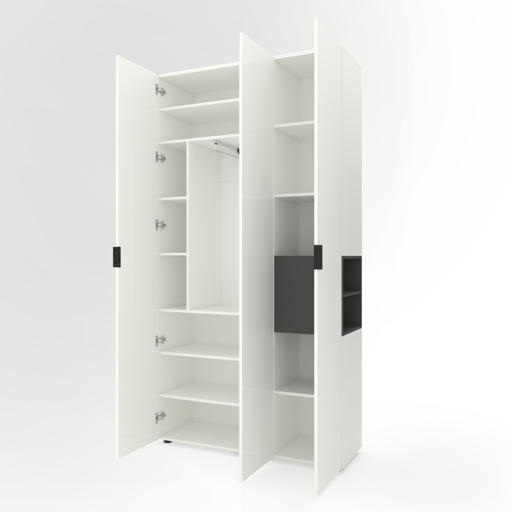 Dulap cu uși batante Nex Home A015R, 1200x420x2300 mm, PAL, White Snow/Anthracite [2]