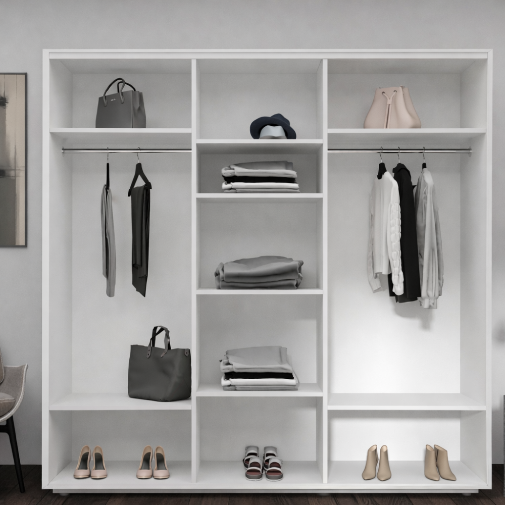 Dulap cu uși glisante Euro Casa – Oglindă, Alb 240x60x220 cm – Spațiu generos și design elegant [2]