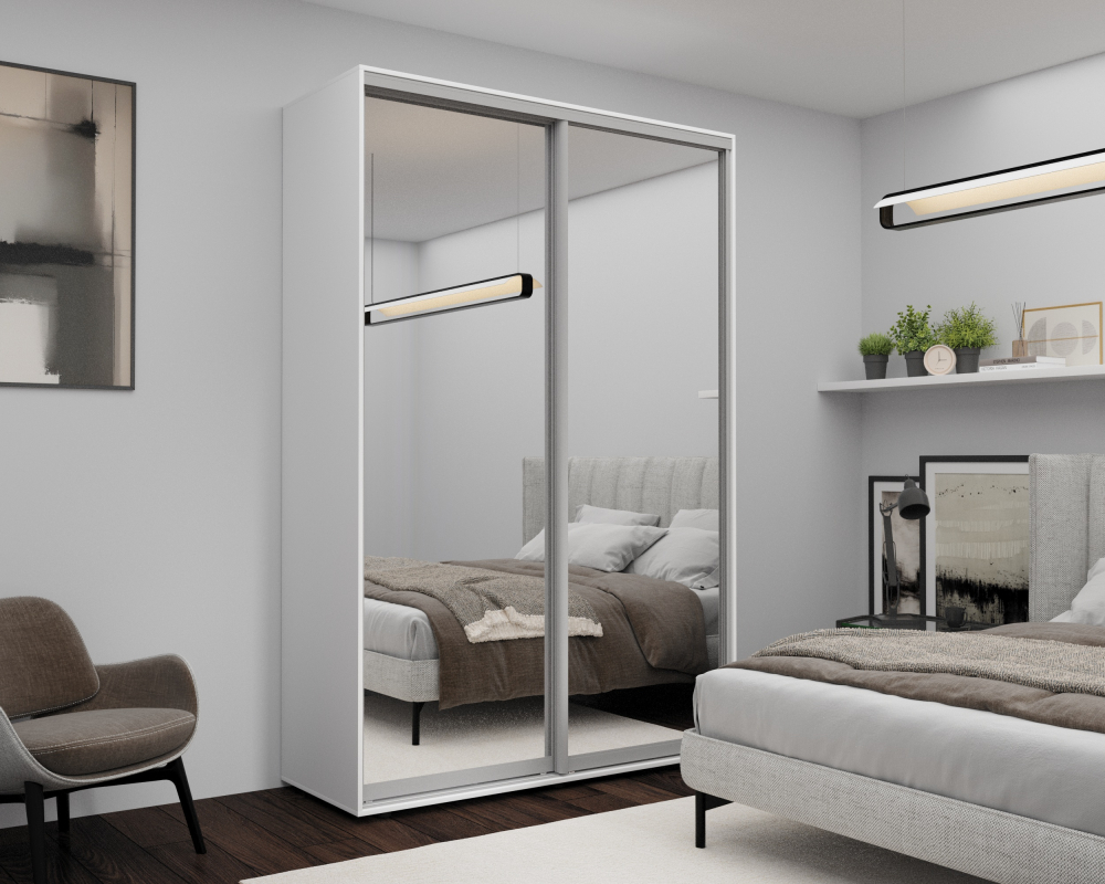 Шкаф-купе Nex Home с зеркалом, Белый 160x60x240 см [1]