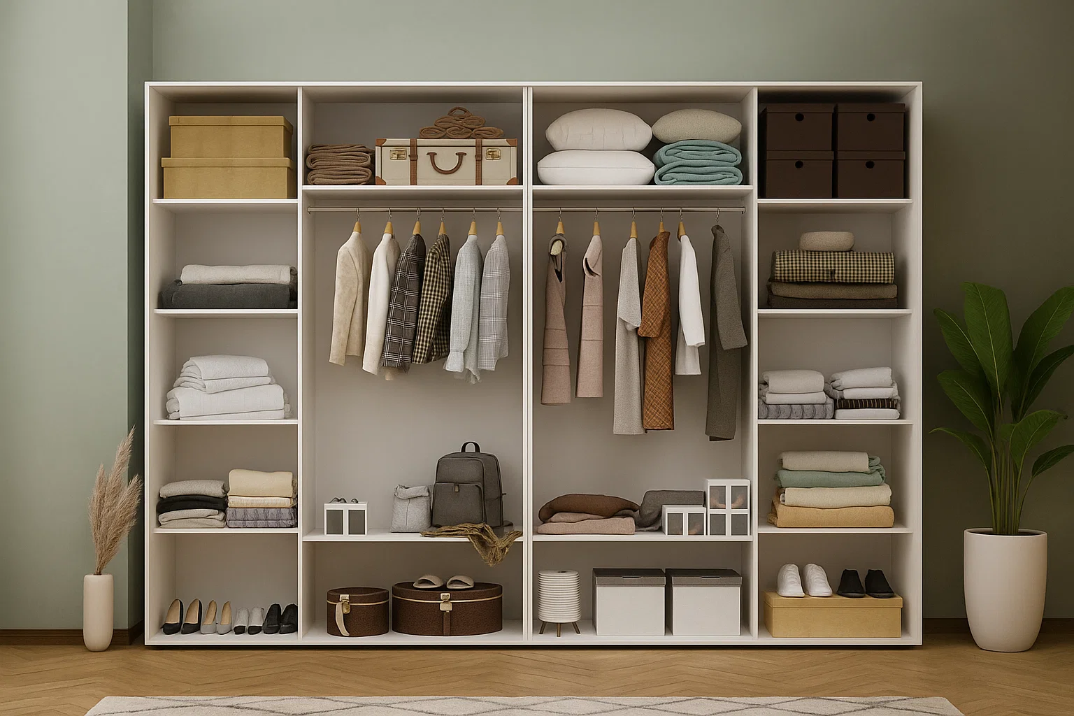 Dulap cu uși glisante Nex Home Oglindă + Alb 280×60×240 cm – Dressing de lux XXL cu oglinzi full-size și înălțime 240 cm [2]