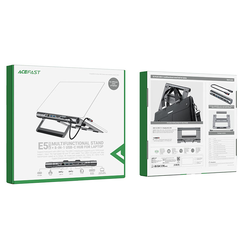 E5 PLUS – Suport Multifuncțional USB-C 8-în-1 cu HUB pentru Laptop – Performanță, Conectivitate și Design Premium [8]