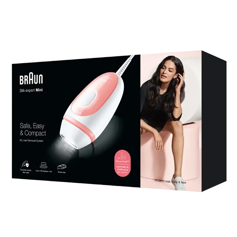 Фотоэпилятор Braun PL1014 Silk-expert Mini, розовый | белый — профессиональное удаление волос в домашних условиях [3]