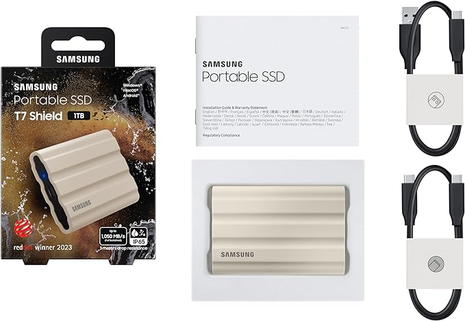 External SSD 1TB Samsung T7 Shield, USB 3.2, Beige [3]