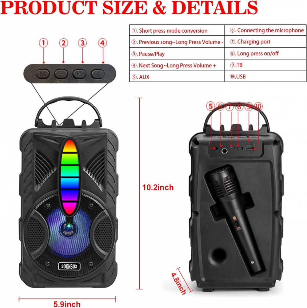 F51 Color Jade Outdoor RGB Bluetooth Speaker  (with remote control + wired microphone *1) [2]