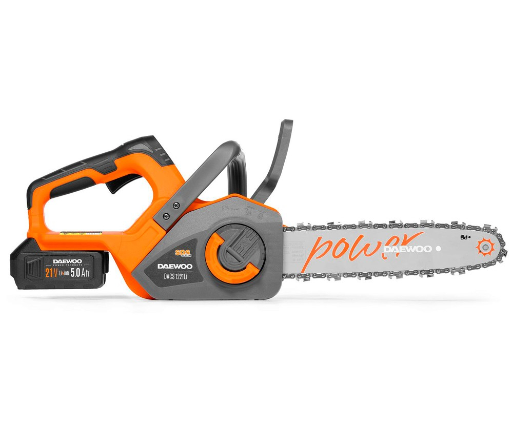Fierăstrău cu lanț cu acumulator DAEWOO DACS 1221Li SET (21V, 5Ah, Motor Brushless, Șină 30 cm, Pas 3/8", Tensionare SDS) [3]