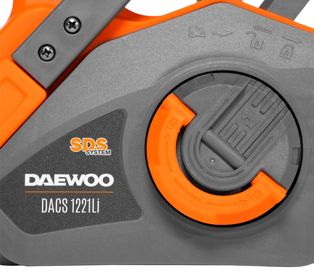 Fierăstrău cu lanț cu acumulator DAEWOO DACS 1221Li SET (21V, 5Ah, Motor Brushless, Șină 30 cm, Pas 3/8", Tensionare SDS) [7]
