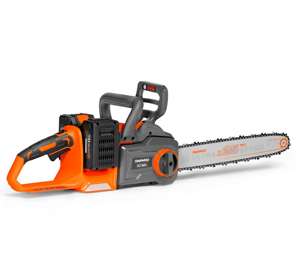 Fierăstrău cu lanț cu acumulator DAEWOO DACS 1642Li SET (2×21V, 2×5Ah, Motor Brushless, Lamă 40 cm, 25 m/s, 2 Acumulatori + Încărcător) [3]