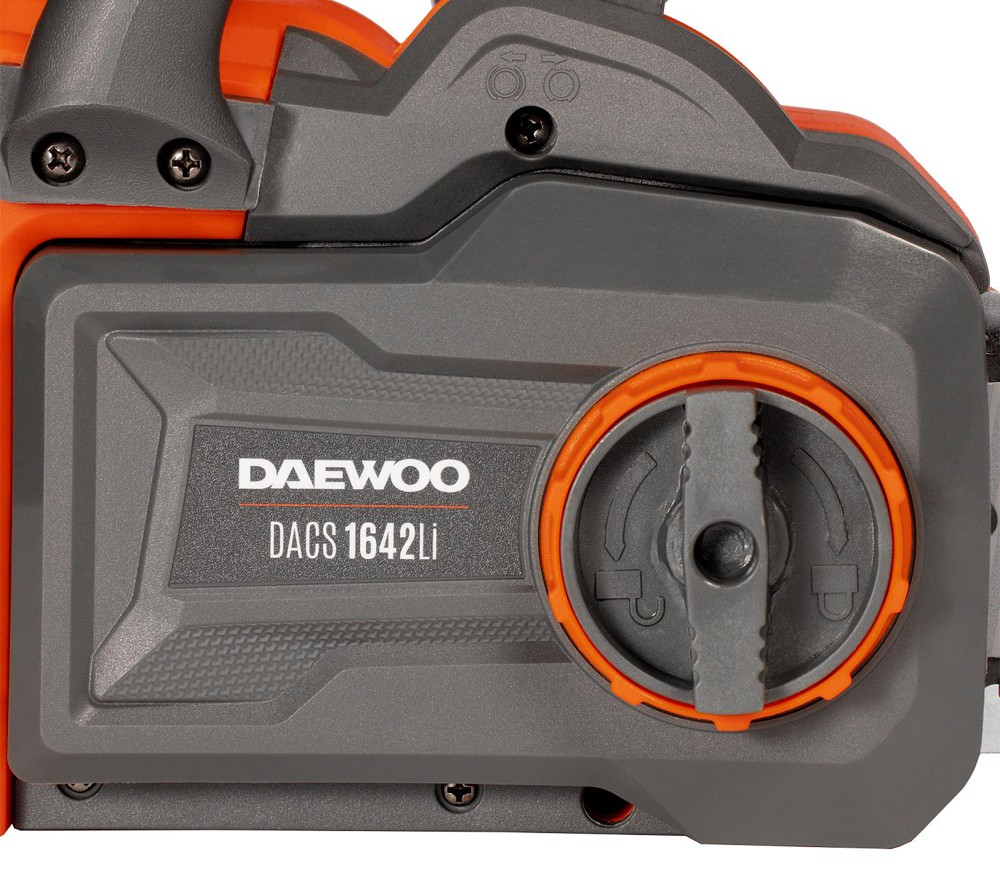 Fierăstrău cu lanț cu acumulator DAEWOO DACS 1642Li Solo (2×21V, fără acumulatori, Motor Brushless, Șină 40 cm, 25 m/s) [11]