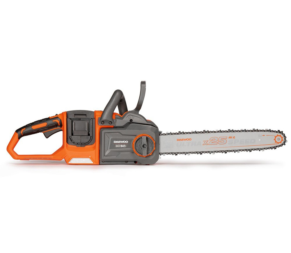 Fierăstrău cu lanț cu acumulator DAEWOO DACS 1642Li Solo (2×21V, fără acumulatori, Motor Brushless, Șină 40 cm, 25 m/s) [4]