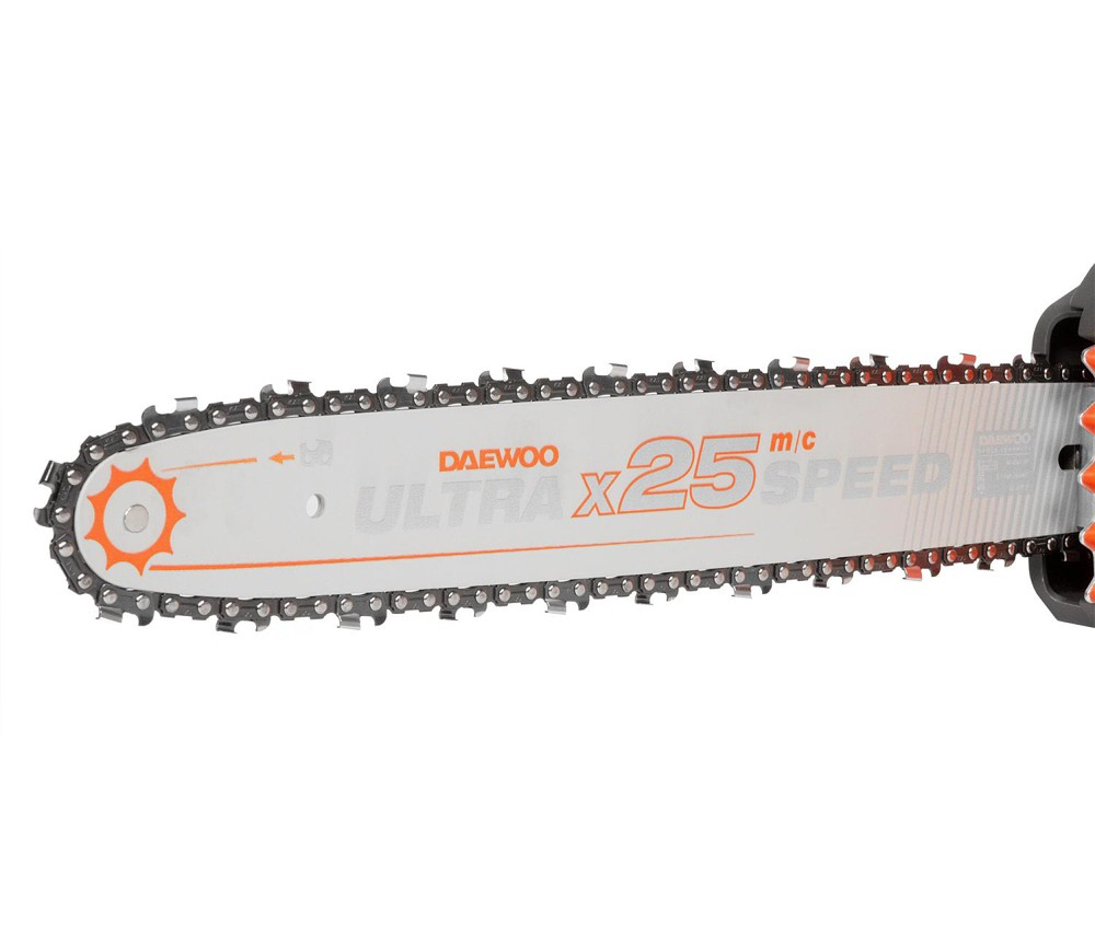 Fierăstrău cu lanț cu acumulator DAEWOO DACS 1642Li Solo (2×21V, fără acumulatori, Motor Brushless, Șină 40 cm, 25 m/s) [6]