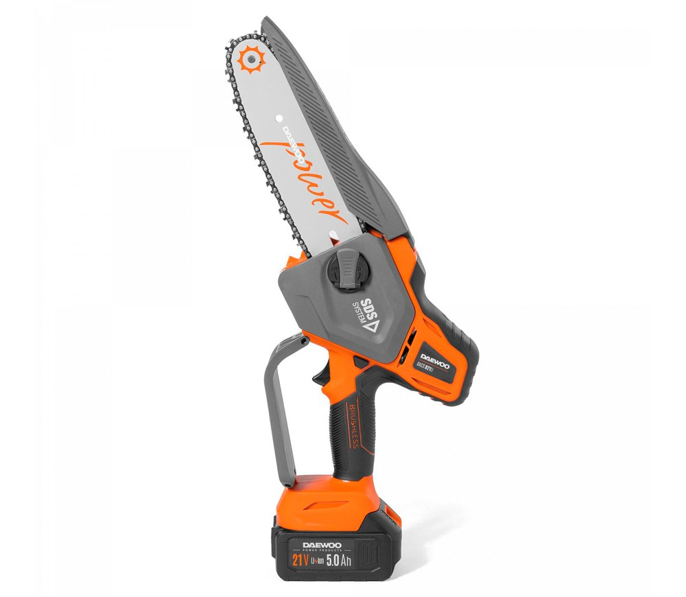 Fierăstrău cu lanț cu acumulator DAEWOO DACS 821Li SET (21V, 5Ah, Motor Brushless, Șină 20 cm, Pas 1/4", Ungere automată) [6]