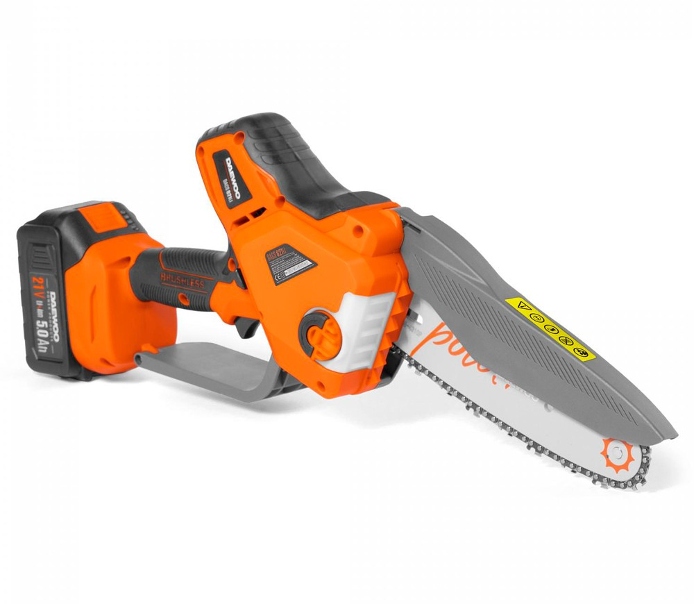Fierăstrău cu lanț cu acumulator DAEWOO DACS 821Li SET (21V, 5Ah, Motor Brushless, Șină 20 cm, Pas 1/4", Ungere automată) [5]