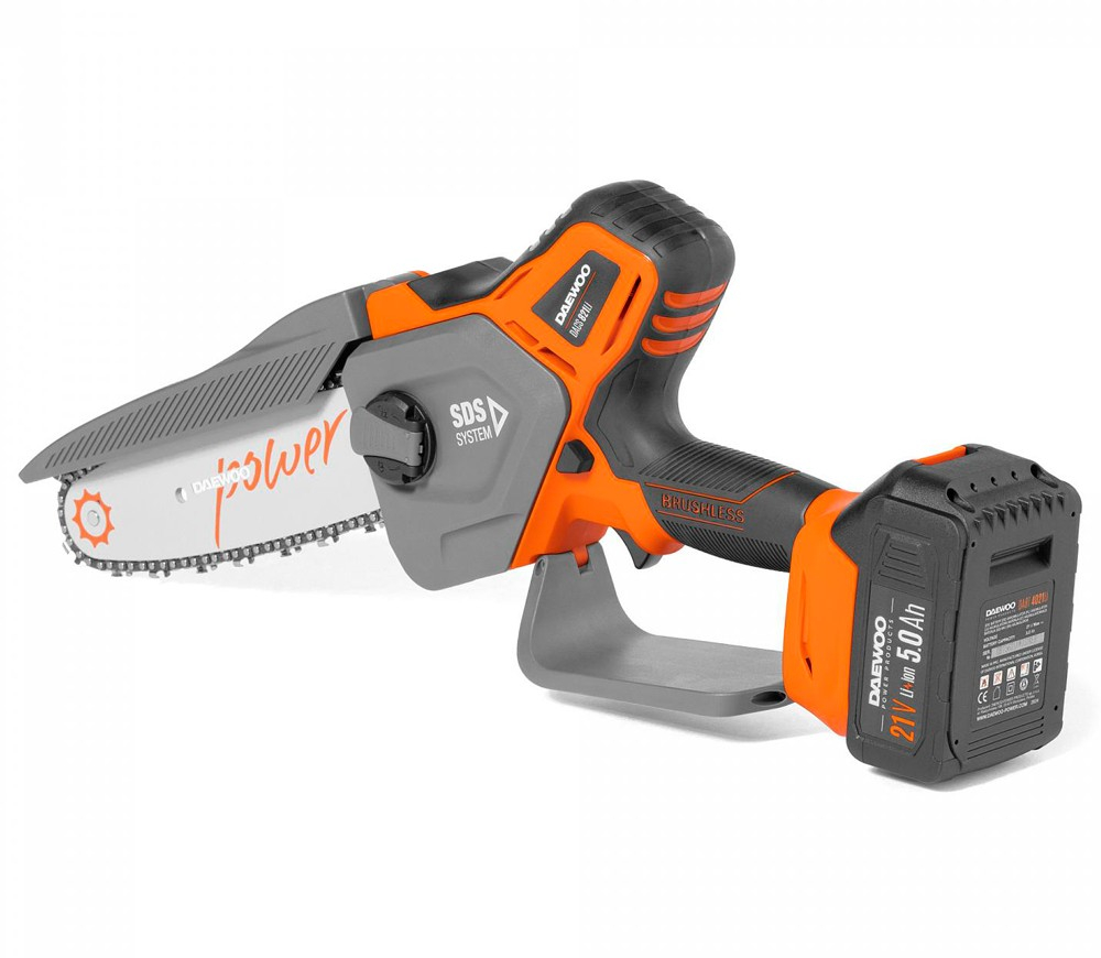 Fierăstrău cu lanț cu acumulator DAEWOO DACS 821Li SET (21V, 5Ah, Motor Brushless, Șină 20 cm, Pas 1/4", Ungere automată) [11]