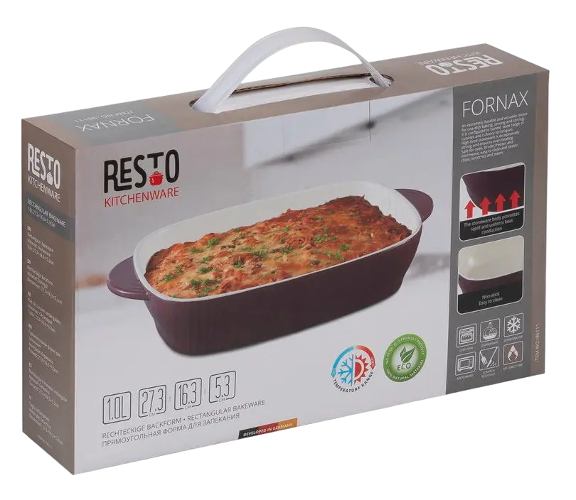 Форма для запекания RESTO 96111, керамическая, 27.3 см, Красная – Изысканный дизайн и идеальное приготовление ваших блюд [4]