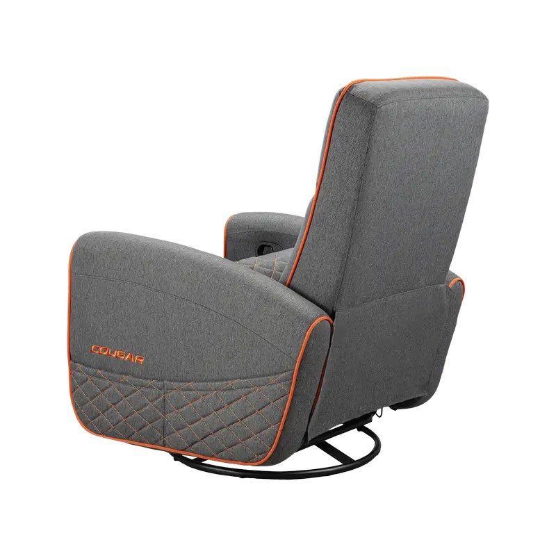Fotoliu gaming Cougar FIDOM cu suport pentru picioare, imitație de in, Gri / Portocaliu (spătar 160°, până la 150 kg) [10]