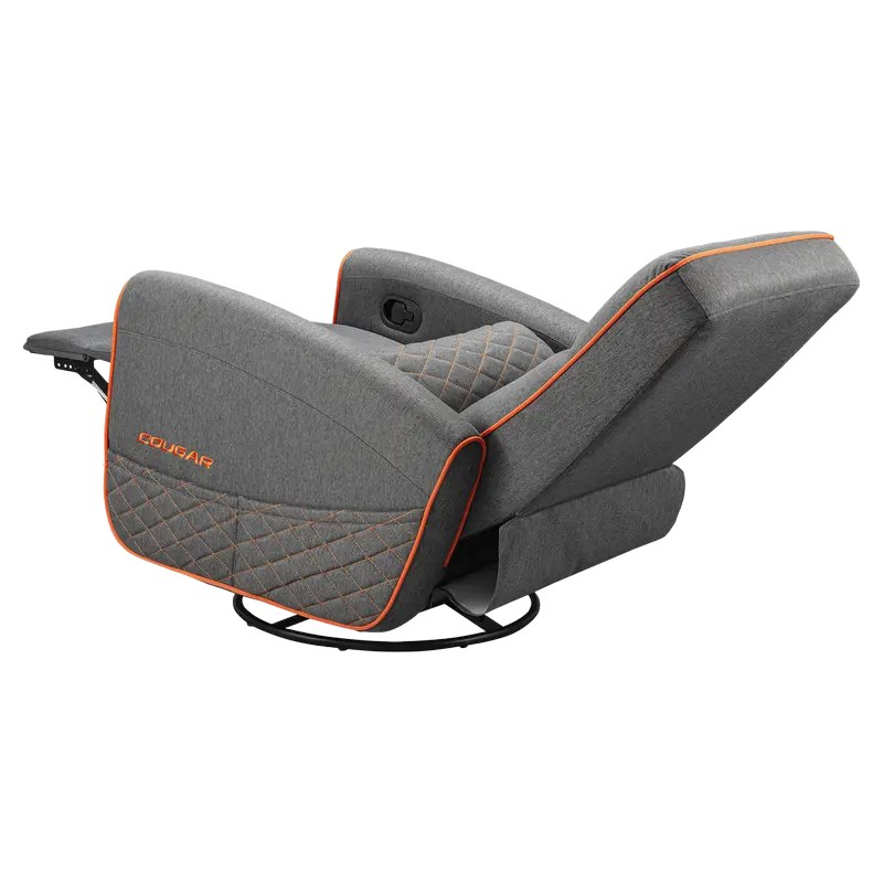 Fotoliu gaming Cougar FIDOM cu suport pentru picioare, imitație de in, Gri / Portocaliu (spătar 160°, până la 150 kg) [7]