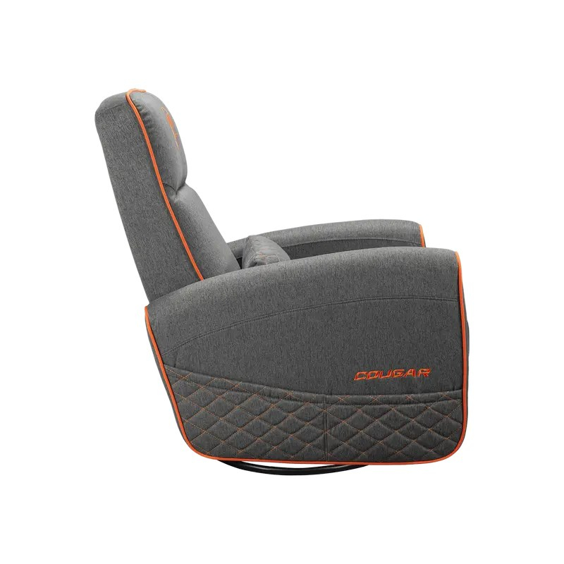 Fotoliu gaming Cougar FIDOM cu suport pentru picioare, imitație de in, Gri / Portocaliu (spătar 160°, până la 150 kg) [3]