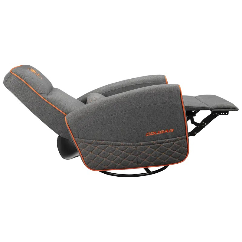 Fotoliu gaming Cougar FIDOM cu suport pentru picioare, imitație de in, Gri / Portocaliu (spătar 160°, până la 150 kg) [2]