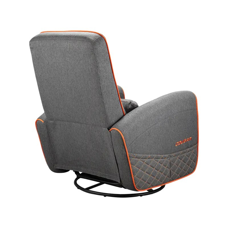 Fotoliu gaming Cougar FIDOM cu suport pentru picioare, imitație de in, Gri / Portocaliu (spătar 160°, până la 150 kg) [4]