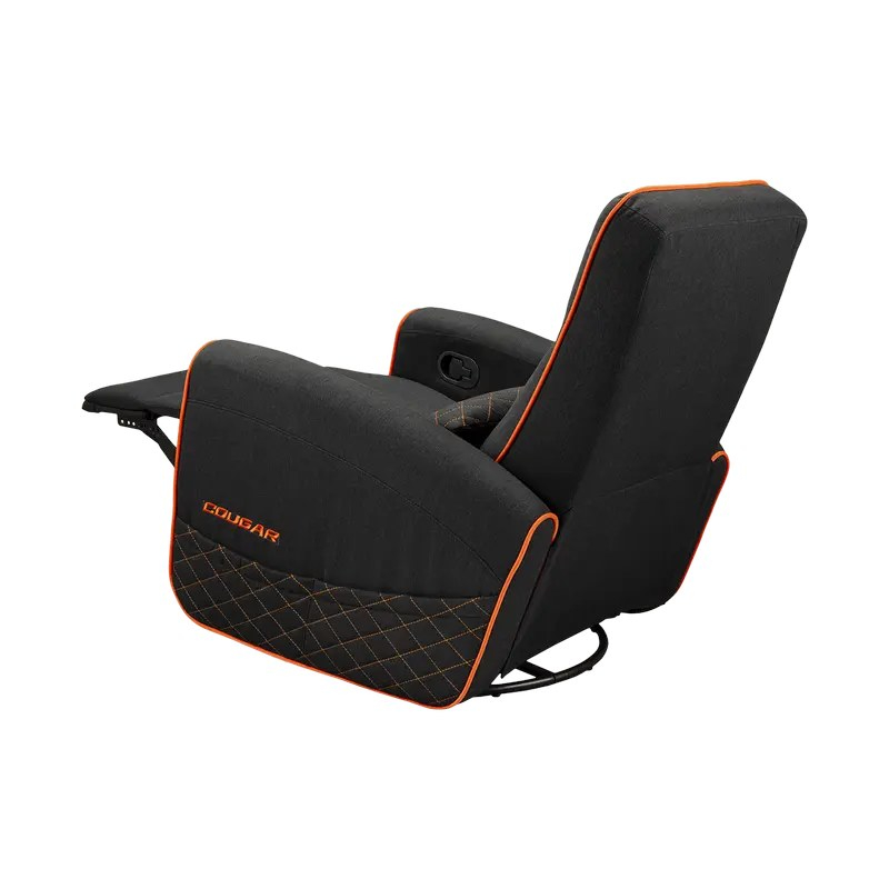 Fotoliu gaming Cougar FIDOM cu suport pentru picioare, imitație de in, Negru / Portocaliu (spătar 160°, până la 150 kg) [2]