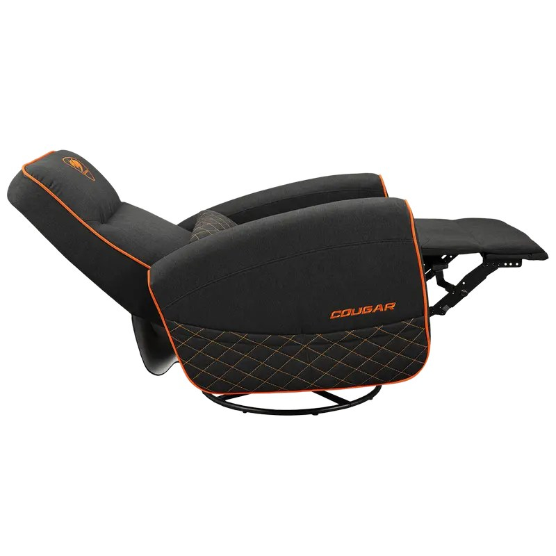 Fotoliu gaming Cougar FIDOM cu suport pentru picioare, imitație de in, Negru / Portocaliu (spătar 160°, până la 150 kg) [5]