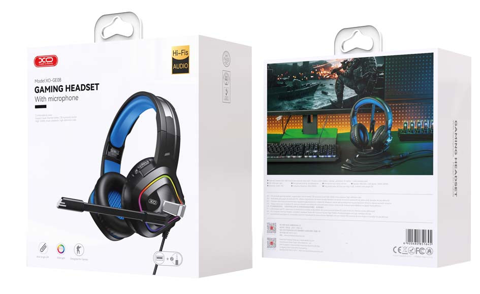 GE-08 Static RGB Long Mic Headworn Game Earphones USB+Dual 3.5mm [4]