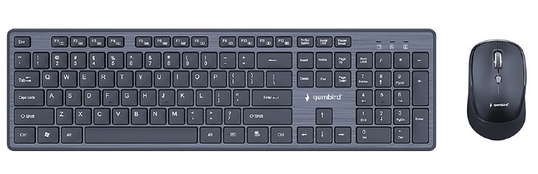 Gembird KBS-WCH-04-RU, Wireless desktop set, 2.4 GHz wireless full size keyboard and mouse, Single USB nano-receiver, RU-layout, Black [1]