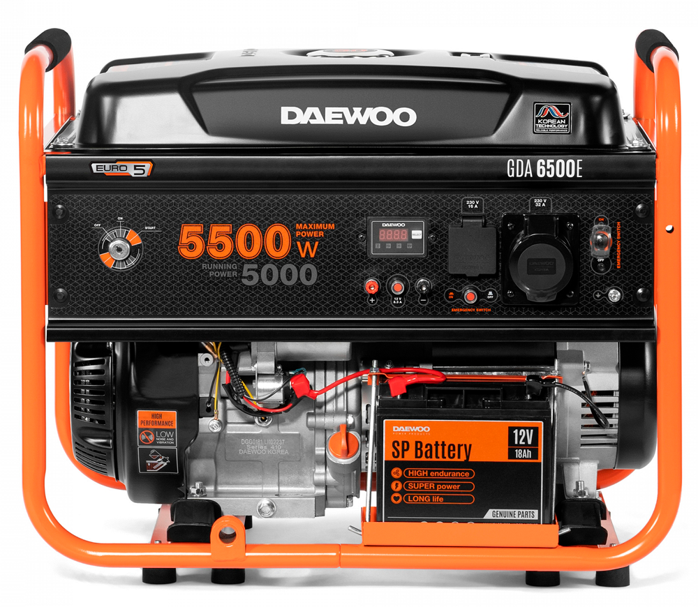 Бензиновый генератор DAEWOO GDA 6500E (5.5 кВт Макс, 5 кВт Ном, AVR, Электростарт/Ручной, Бак 30л) [6]