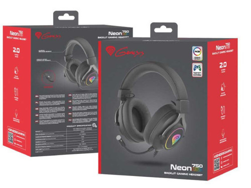 Genesis Headset Neon 750 with Microphone, RGB, Black [7]