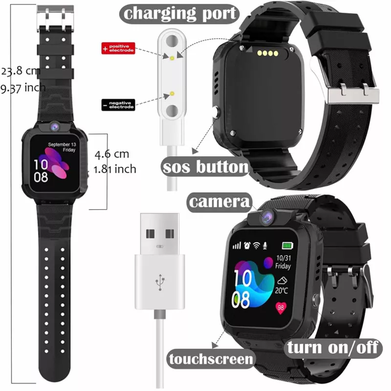 Helmet Smart Kids Watch 2G-TD27, Black [2]