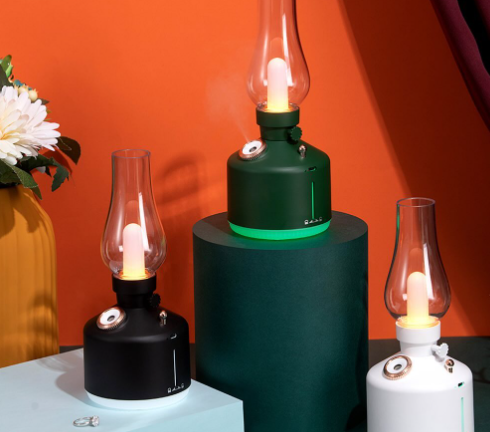 HF06 Kerosene Lamp Style Colourful Ambient Night Light Humidifying Mist(1200mAh) black [3]