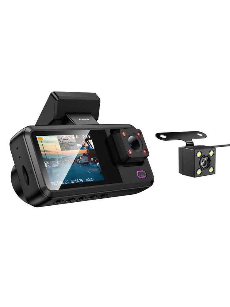 Hoco DV15 Автомобильный видеорегистратор с экраном 2” – черный [4]