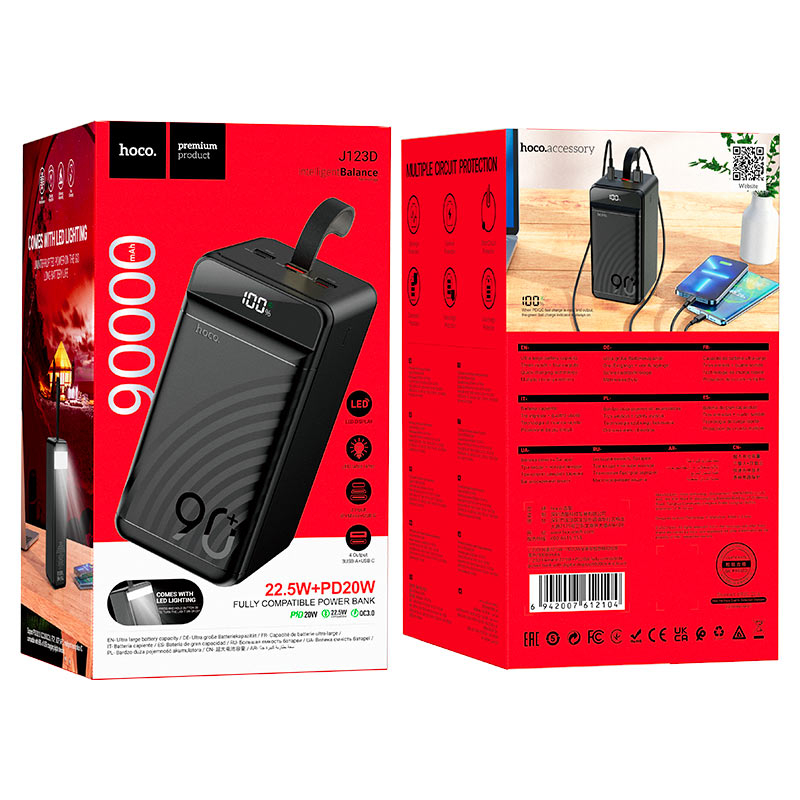 Пауэрбанк HOCO J123D Element 90000mAh, 22.5W + PD20W, с цифровым дисплеем – Энергия без границ! [8]